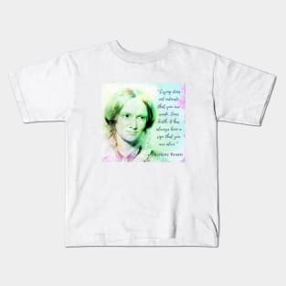 Copy of Charlotte Brontë portrait and quote: Crying does not indicate that you are weak.... Kids T-Shirt